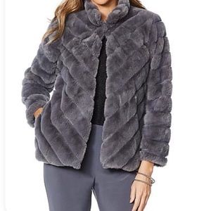 Slinky Brand Faux Fur Chevron Jacket 